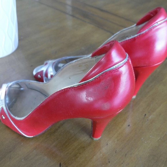 Modern Vintage Zorba Red Silver Heels Italy 36 6 - Picture 3 of 7